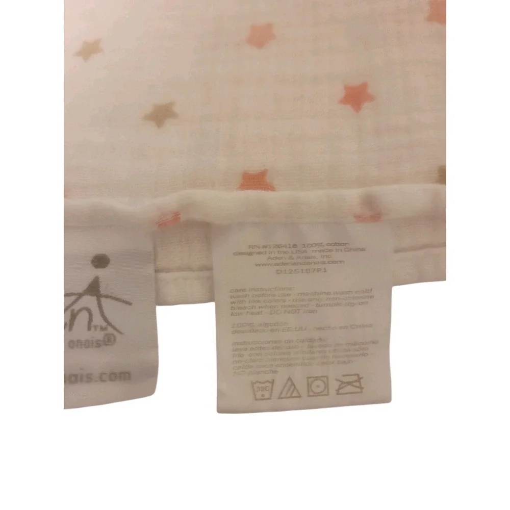 Aden by Aden + Anais  Swaddle‎ Blanket White Pink Brown Tan Stars Muslin